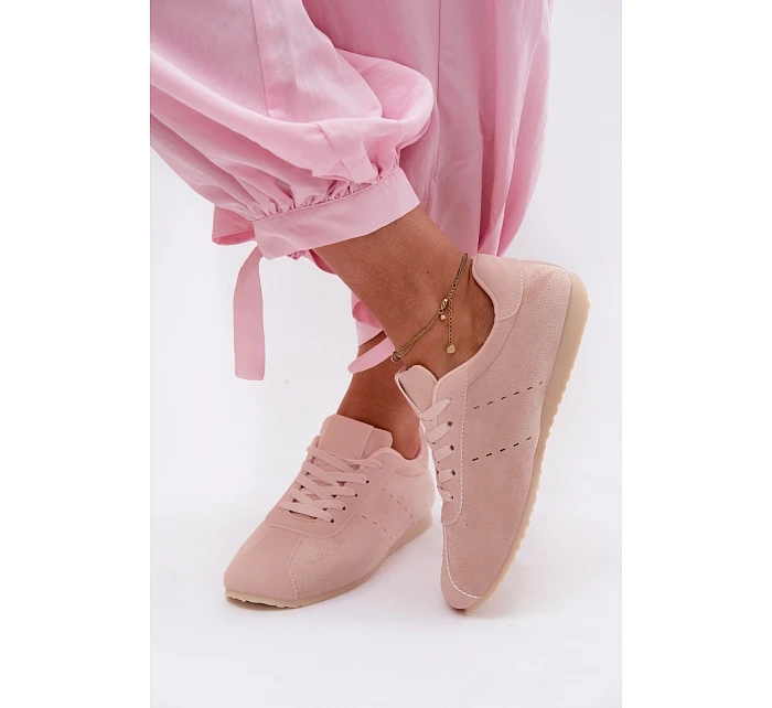 Dámské tenisky z eko semiše nízké růžové Melvelin