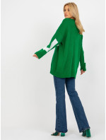 Dámsky zelený oversize sveter s nápisom RUE PARIS