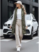 Dámská dlouhá prošívaná zelená vesta Dstreet model 21993347 - FashionStreet