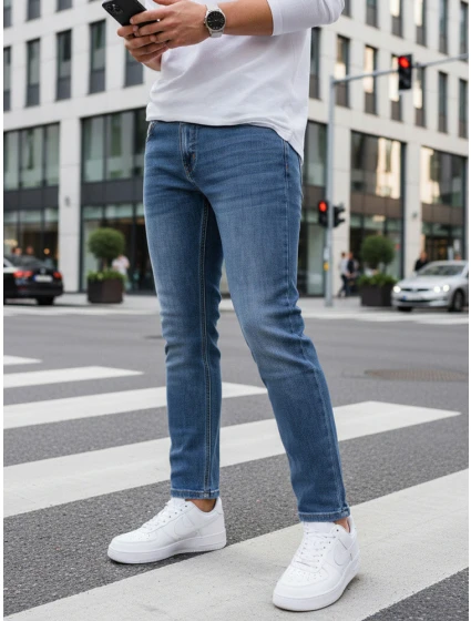 Pánske modré slim fit džínsy FashionStreet UX4475