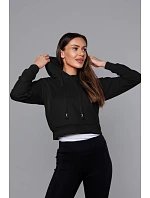 Krátká černá tepláková mikina s kapucí model 18378818 - J.STYLE Krátká černá tepláková mikina s kapucí model 18378818 - J.STYLE