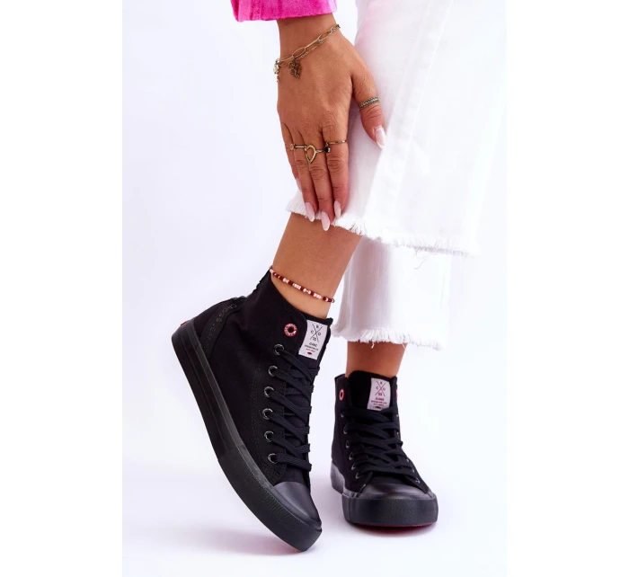 Damskie Klasyczne Wysokie Trampki Cross Jeans LL2R4088C Czarne