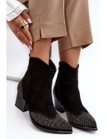 Damskie Zdobione Botki Kowbojki Na Słupku Czarne Eleduana Damskie Zdobione Botki Kowbojki Na Słupku Czarne Eleduana