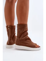 Hnědé Dámské Sandály Zamszové Svrchní model 21652349 - Zazoo Hnědé Dámské Sandály Zamszové Svrchní model 21652349 - Zazoo