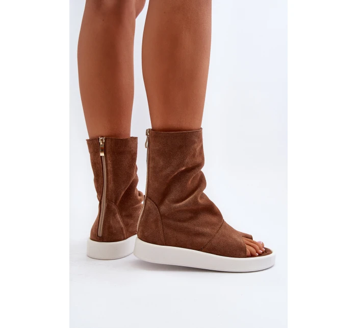 Hnědé Dámské Sandály Zamszové Svrchní model 21652349 - Zazoo Hnědé Dámské Sandály Zamszové Svrchní model 21652349 - Zazoo