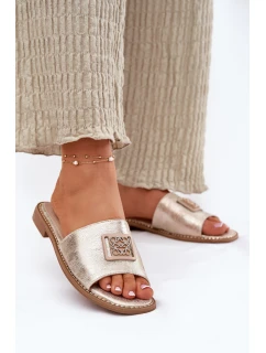 Dámské Sandály Na Plochém Podpatku S Ozdobou model 21696786 Zlaté - S.Barski