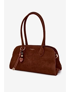 Kabelka s príveskom a prackami Eco semiš Camel Violette