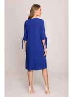 Šaty áčkového střihu s rukávy  modré model 20966060 - STYLOVE