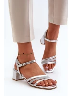 Dámske sandále na nízkom podpätku z ekokože Sergio Leone Silver Dámske sandále na nízkom podpätku z ekokože Sergio Leone Silver