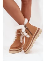 Dámske snehule z prírodného semišu Lee Cooper - camel