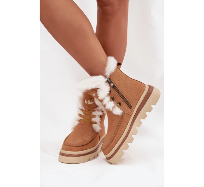 Dámske snehule z prírodného semišu Lee Cooper - camel