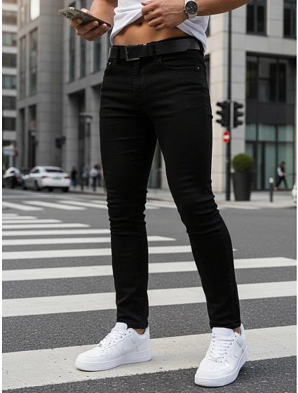 Pánské džíny slim fit UX4482 černé - FashionStreet