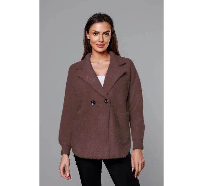 Krátky prehoz cez oblečenie typu alpaka v tmavo kakaovej farbe (CJ65)