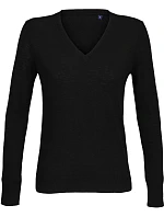 Women Dámský svetr s výstřihem do V deep black model 22500686 - NEOBLU Women Dámský svetr s výstřihem do V deep black model 22500686 - NEOBLU