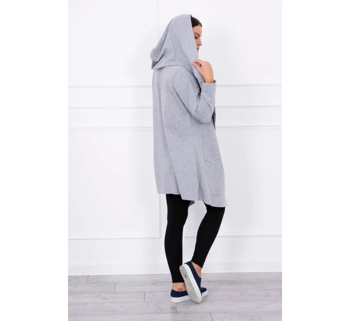 Volná pláštěnka s kapucí šedá