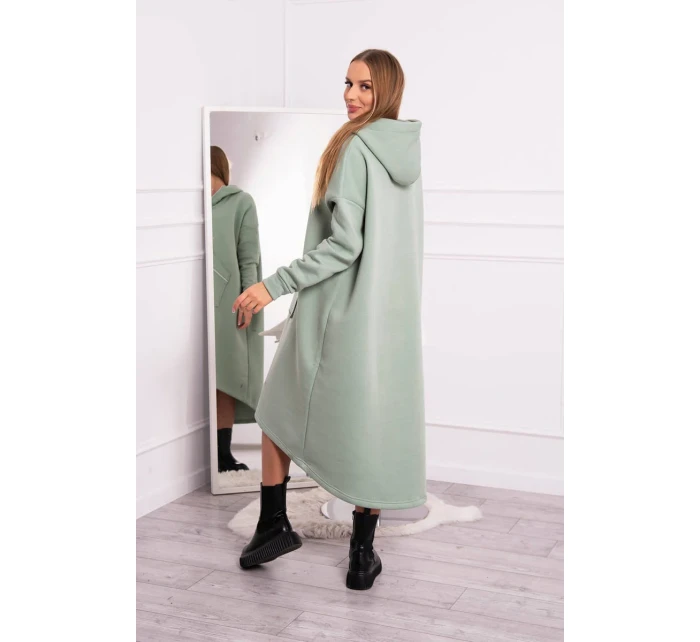 Zateplené šaty s kapucí tmavě mátové Zateplené šaty s kapucí tmavě mátové