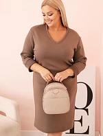 Dámske Plus veľkosť maslo V-neck šaty s Fango rukávmi