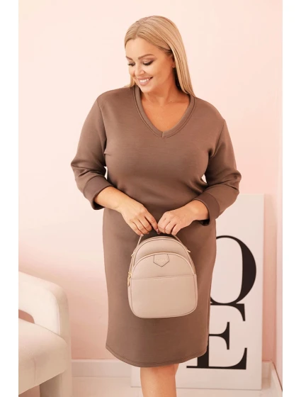 Dámske Plus veľkosť maslo V-neck šaty s Fango rukávmi