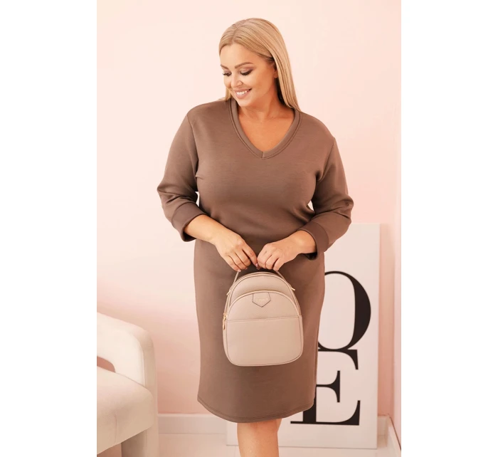 Dámske Plus veľkosť maslo V-neck šaty s Fango rukávmi