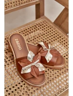 Klapki Z Ozdobą Skóra Naturalna Zazoo 3574/Z Camel Klapki Z Ozdobą Skóra Naturalna Zazoo 3574/Z Camel