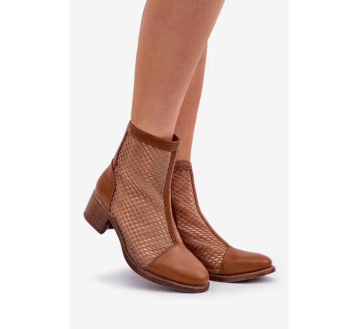 Síťované Dámské Boty Na Podpatku Hnědé model 21683781 - Boto Síťované Dámské Boty Na Podpatku Hnědé model 21683781 - Boto