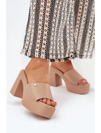 Dámské Sandały Z Eko Kůže Na Podpatku A Platformě Khaki model 21688928 - Boto