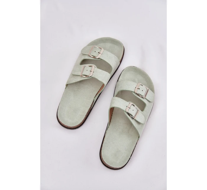 Klapki Damskie Z Klamrami Miętowe Oliena