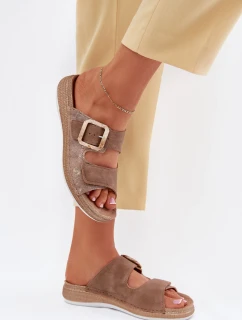 Dámské Pantofle S Přezkou A  Hnědé model 21702167 - Inblu