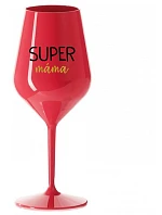 SUPER MÁMA - červená nerozbitná sklenice na víno 470 ml