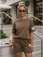 Dámsky viskózový set s motýlikom a šortkami hnedý FashionStreet AY1194 Dámsky viskózový set s motýlikom a šortkami hnedý FashionStreet AY1194