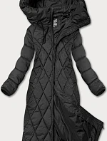 Dámska dlhá zimná bunda s kapucňou Libland čierna (7832)