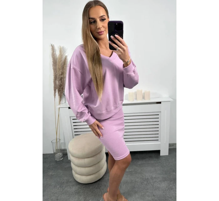 Blúzka + pruhované šaty fialové