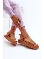 Damskie Zamszowe Sandały Na Platformie Big Star NN274705 Brązowe Damskie Zamszowe Sandały Na Platformie Big Star NN274705 Brązowe