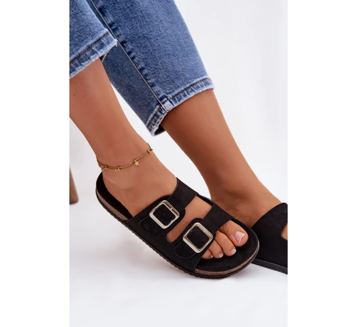 Dámské pantofle s přezkami Černé Oliena