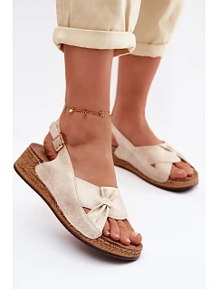 Pohodlné dámské sandály na platformě zlaté model 22133239 - Boto