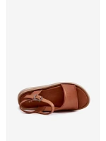 Kožené dámské sandály na platformě model 22208644 Camel - Maciejka