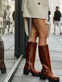 Dámské kožené kozačky Camel  model 21069641 - SWEET SHOES