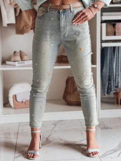 Dámske džínsové nohavice s kvetinovým vzorom PERLAON modré FashionStreet UY2477