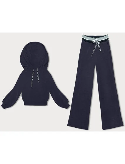 Tmavě modrý žebrovaný dámský komplet model 18878672 - LHD Tmavě modrý žebrovaný dámský komplet model 18878672 - LHD