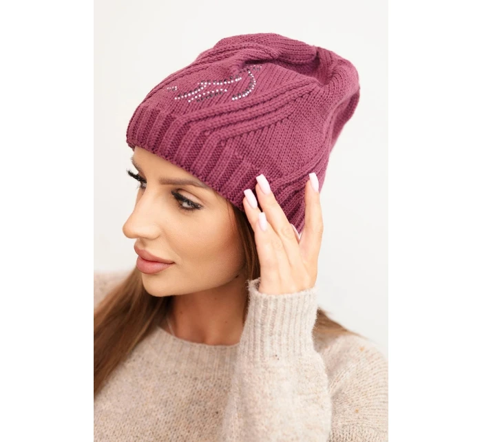 Dámska zimná čiapka s vlnou voľného strihu K442 fialová Dámska zimná čiapka s vlnou voľného strihu K442 fialová