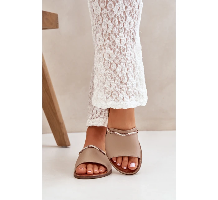 Kožené Pantofle Tmavě Béžové Lewski Shoes model 21682423 - Boto Kožené Pantofle Tmavě Béžové Lewski Shoes model 21682423 - Boto