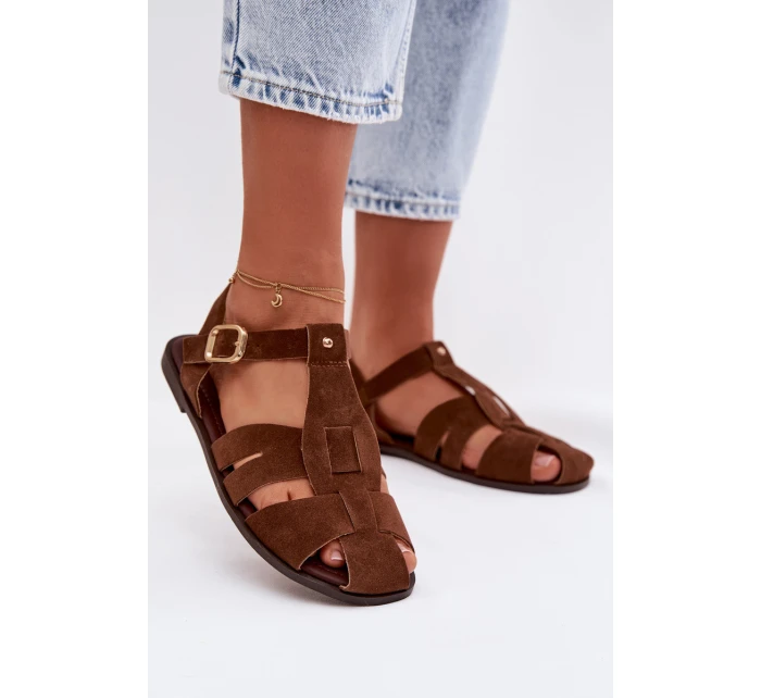 Dámské sandály Ploché Hnědé model 21960883 - Boto