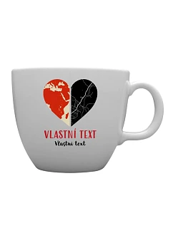 Personalizovaný keramický hrnček MEGA XXL s objemom 1 000 ml – Dve miesta, jedno srdce