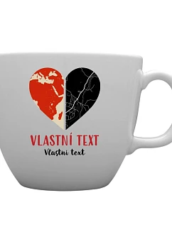 Personalizovaný keramický hrnček MEGA XXL s objemom 1 000 ml – Dve miesta, jedno srdce