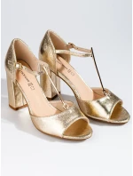 Módne zlaté dámske sandále na širokom podpätku Módne zlaté dámske sandále na širokom podpätku