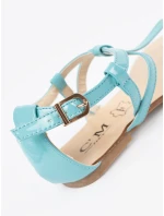 Výborné dámské modré sandály bez podpatku Výborné dámské modré sandály bez podpatku