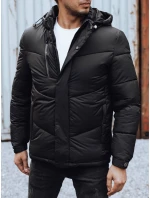 Pánska zimná bunda s odnímateľnou kapucňou čierna FashionStreet TX4833 Pánska zimná bunda s odnímateľnou kapucňou čierna FashionStreet TX4833