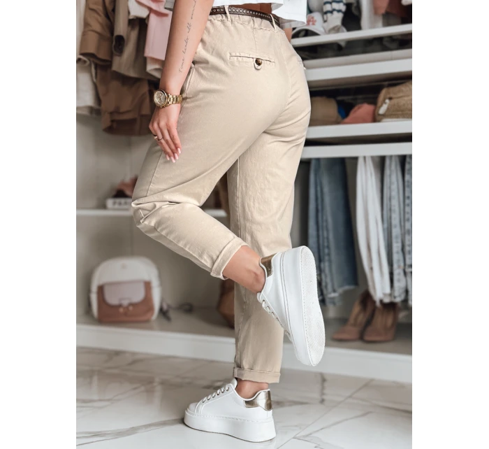 Dámské kalhoty chinos s páskem light beige Dstreet model 21986508 - FashionStreet