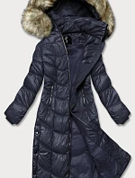 Dámska ľahká dlhá bunda v tmavomodrej farbe (H-203)