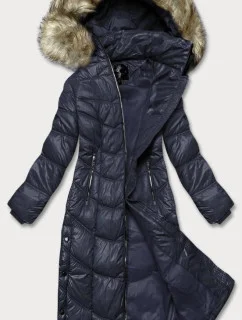 Tmavomodrá ľahká dlhá dámska bunda (H-203)